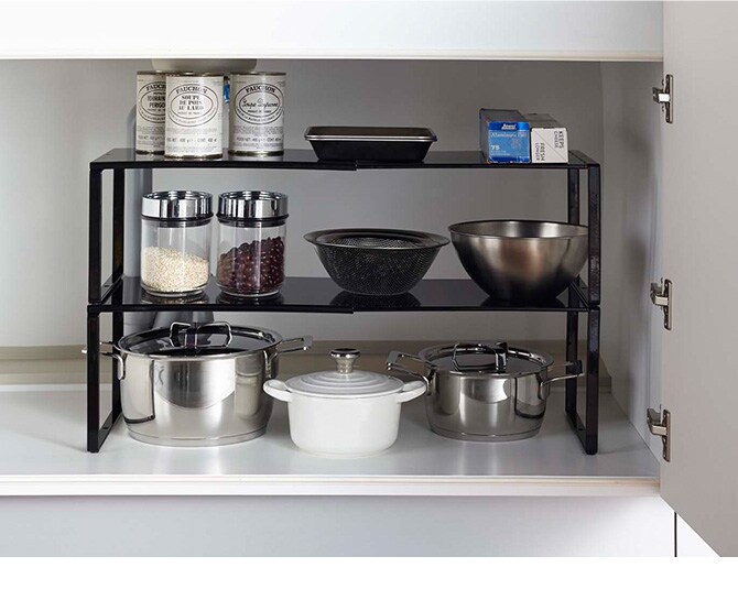 tower タワー 伸縮収納棚 調味料ラック スパイスラック 伸縮 おしゃれ キッチン 収納 白 黒 シンク下 スタッキング