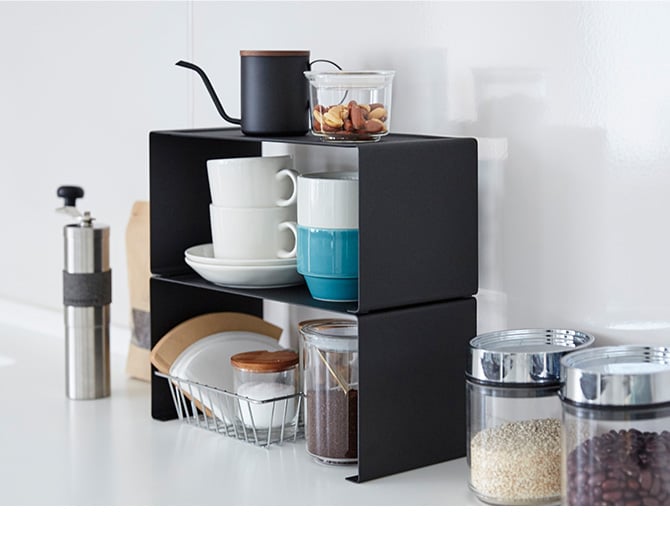 tower タワー キッチンスチール コの字ラック コの字ラック スチール キッチン 収納 スパイスラック キャニスター おしゃれ スタッキング 白 黒