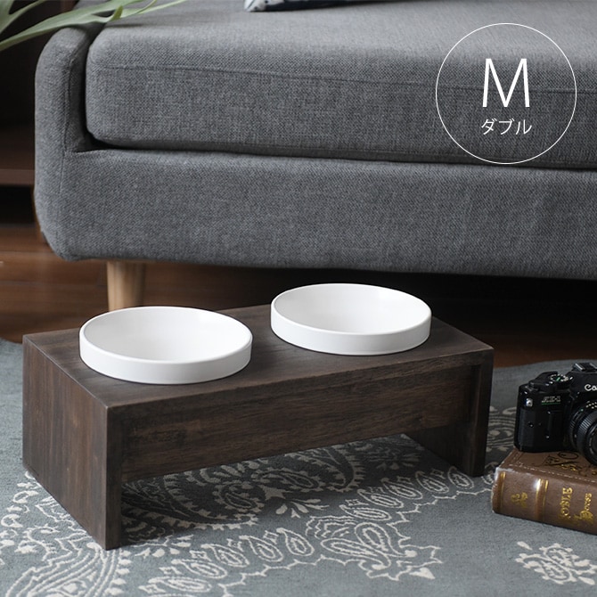 REPLUS リプラス Meshidai Gohan メシダイ ゴハン ダブル  中型犬用 フードボウル 犬用 ペット ごはん皿 食器 台付き 食べやすい スタンド 食器洗浄機対応  