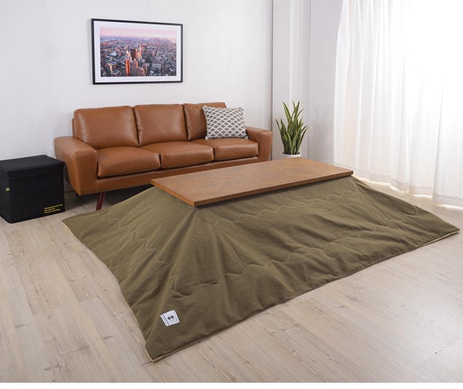 撥水加工 薄掛けこたつ布団 長方形 190×230cm  こたつ布団 コタツ布団 長方形 男前 メンズライク カーキ グレー カッコいい シンプル 撥水加工  