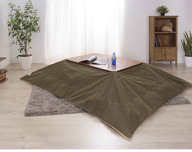 撥水加工 薄掛けこたつ布団 長方形 190×230cm  こたつ布団 コタツ布団 長方形 男前 メンズライク カーキ グレー カッコいい シンプル 撥水加工  