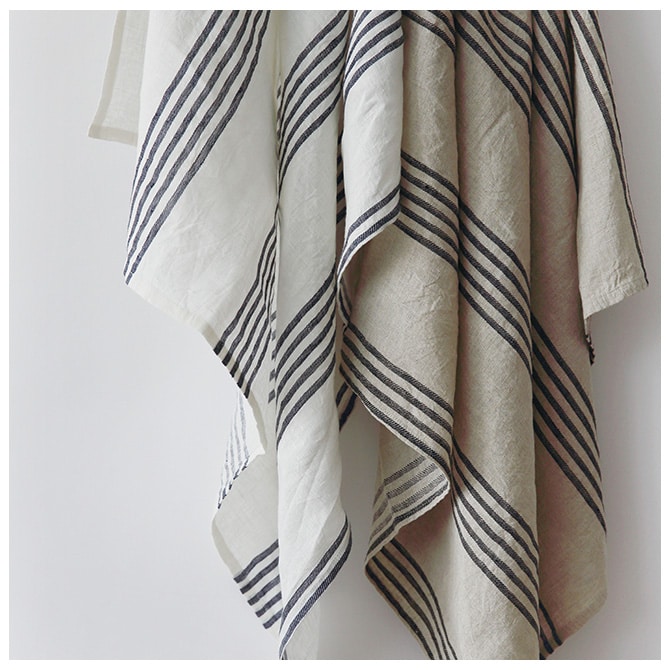 Horn Please ホーン プリーズ フリークロス リネン ストライプ サンク S 100×100cm  マルチカバー 布 おしゃれ 正方形 カーテン テーブルクロス 物隠し ストライプ 麻 リネン  