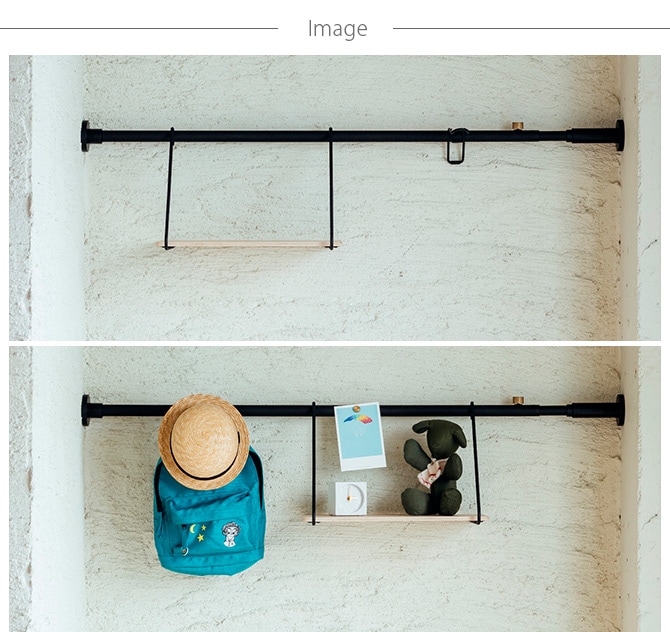 DRAW A LINE ドローアライン 011 ハンガー A 単品パーツ 横専用 つっぱり棒 突っ張り棒 伸縮 おしゃれ モノトーン 北欧 インダストリアル アイアン ツヤ消し インテリア