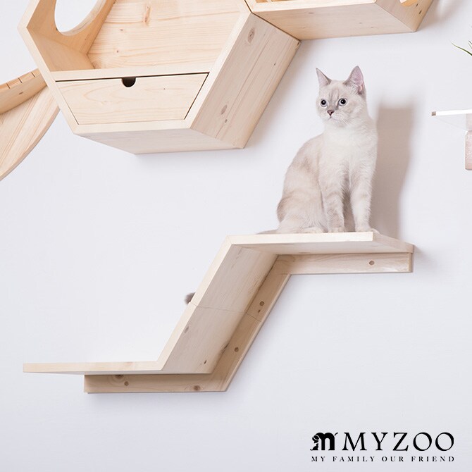 MYZOO マイズー Zone キャットステップ 猫 キャットステップ キャットウォーク 壁付け 壁掛け 木製 シンプル ジクザク Z型 北欧