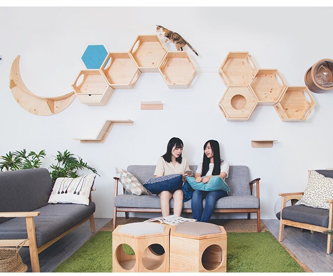 MYZOO マイズー Zone キャットステップ 猫 キャットステップ キャットウォーク 壁付け 壁掛け 木製 シンプル ジクザク Z型 北欧