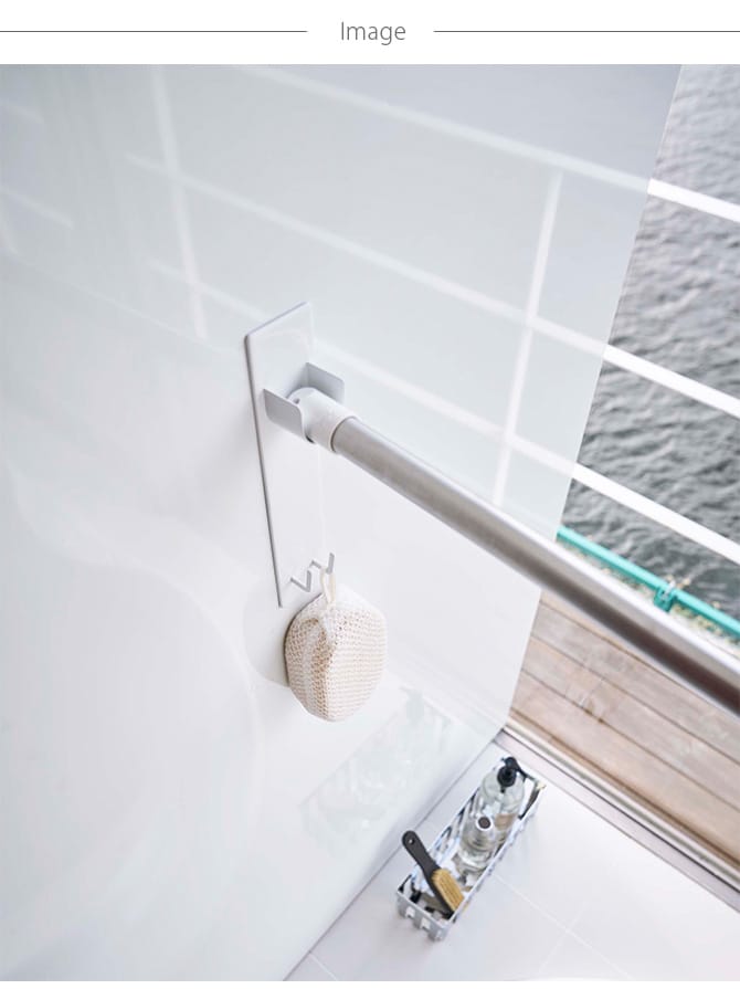 tower タワー マグネットバスルーム物干し竿ホルダー 2個組  物干し竿 ホルダー マグネット 浴室 室内干し 白 黒 フック シンプル おしゃれ  