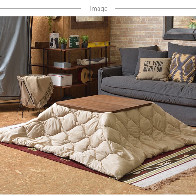 薄掛けこたつ布団 正方形 撥水キルティング リバーシブル 