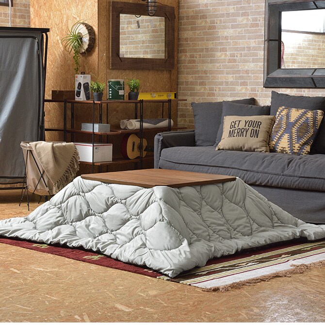 薄掛けこたつ布団 正方形 撥水キルティング リバーシブル 