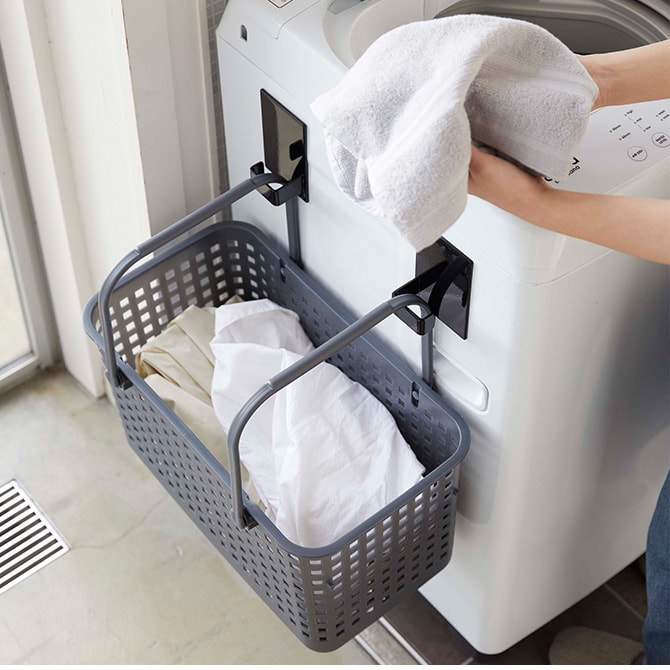 tower タワー マグネットランドリーバスケットホルダー 2個組 