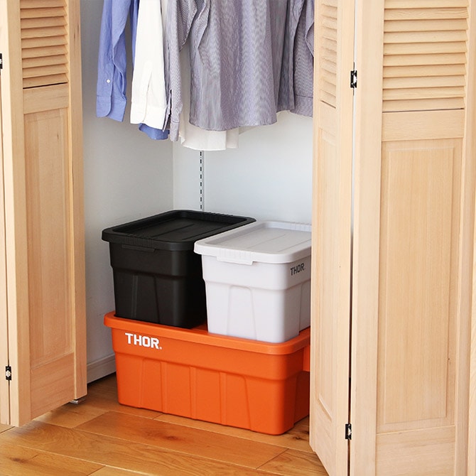 THOR ソー LARGE TOTES WITH LID 22L  収納ボックス コンテナ おしゃれ プラスチック ユニセックス アウトドア 収納 蓋付き ガレージ 車載  