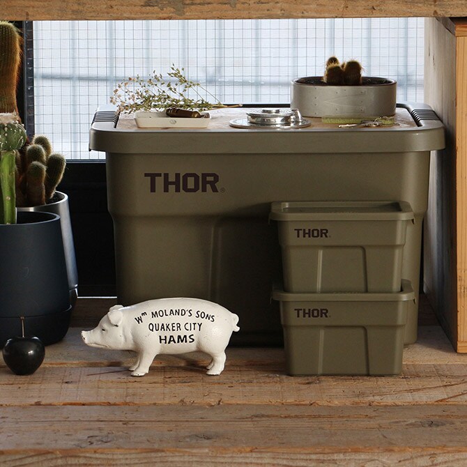 THOR ソー LARGE TOTES WITH LID 22L  収納ボックス コンテナ おしゃれ プラスチック ユニセックス アウトドア 収納 蓋付き ガレージ 車載  