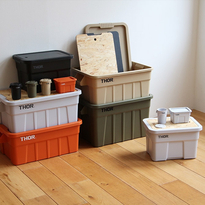 THOR ソー LARGE TOTES WITH LID 22L  収納ボックス コンテナ おしゃれ プラスチック ユニセックス アウトドア 収納 蓋付き ガレージ 車載  