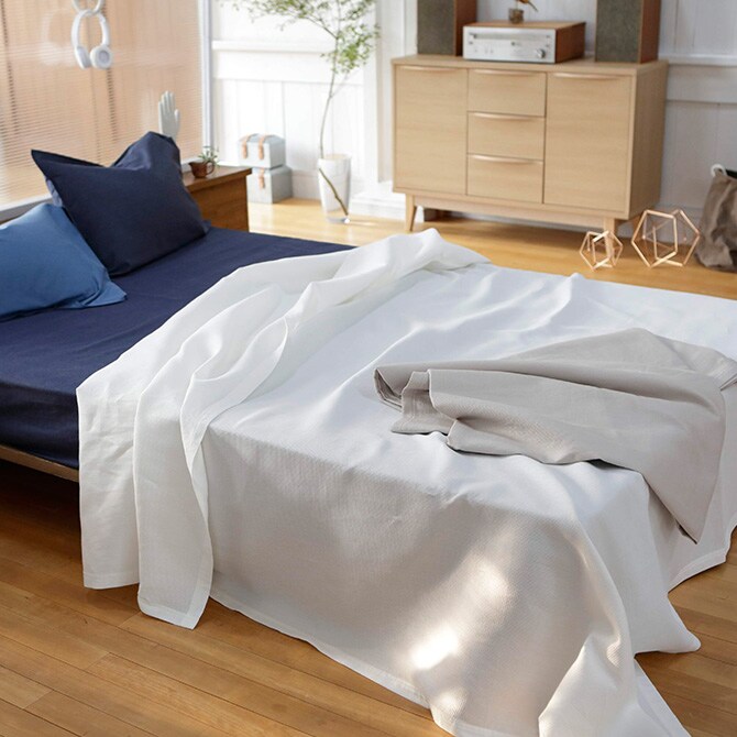 Fab the Home ファブザホーム ハニカム マルチカバー M 210×210cm  マルチカバー 長方形 ソファカバー ベッドカバー 無地 綿100 コットン ワッフル シーツ こたつカバー  