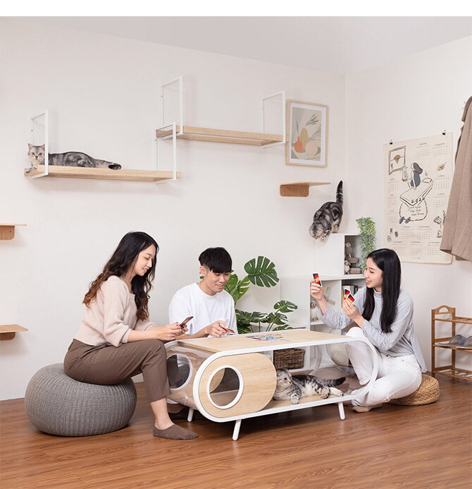 MYZOO マイズー Cosmos 猫用 猫 猫ベッド テーブル 透明 おしゃれ ローテーブル 隠れ家 ベッド