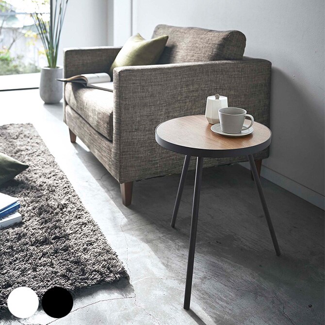 tower タワー サイドテーブル 丸型  サイドテーブル 丸 円 おしゃれ 木製 スチール ソファ ベッド 白 黒  