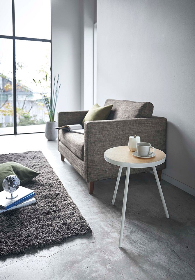 tower タワー サイドテーブル 丸型  サイドテーブル 丸 円 おしゃれ 木製 スチール ソファ ベッド 白 黒  