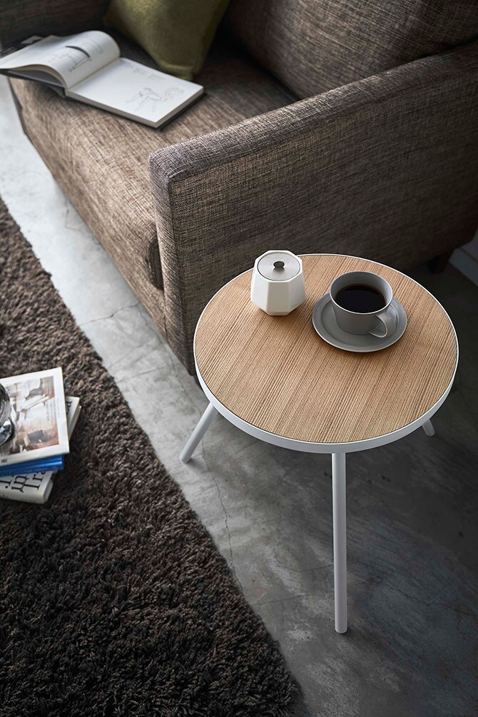 tower タワー サイドテーブル 丸型  サイドテーブル 丸 円 おしゃれ 木製 スチール ソファ ベッド 白 黒  