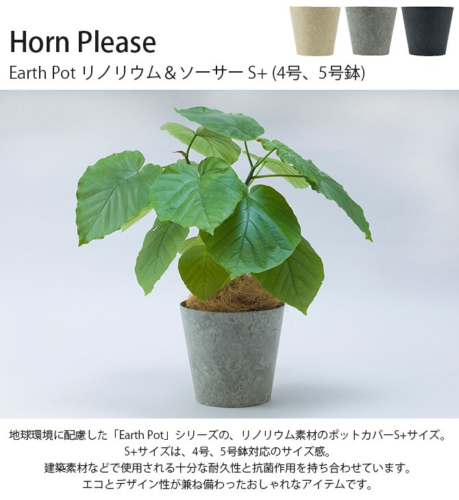 100percent 100パーセント Earth Pot リノリウム&ソーサー S+ (4号、5号鉢)
