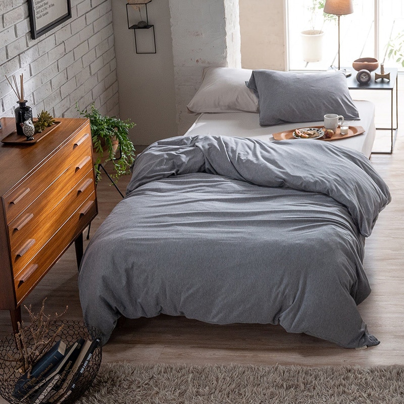 Fab the Home ファブザホーム 掛け布団カバー シングル用 ヘリンボーンニット