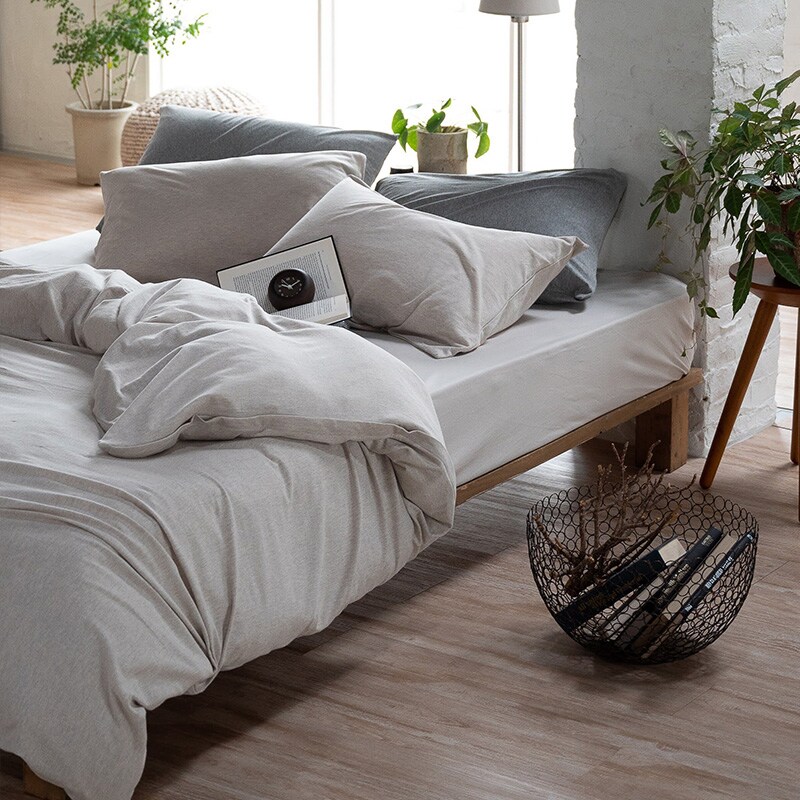 Fab the Home ファブザホーム 掛け布団カバー ダブル用 ヘリンボーンニット 