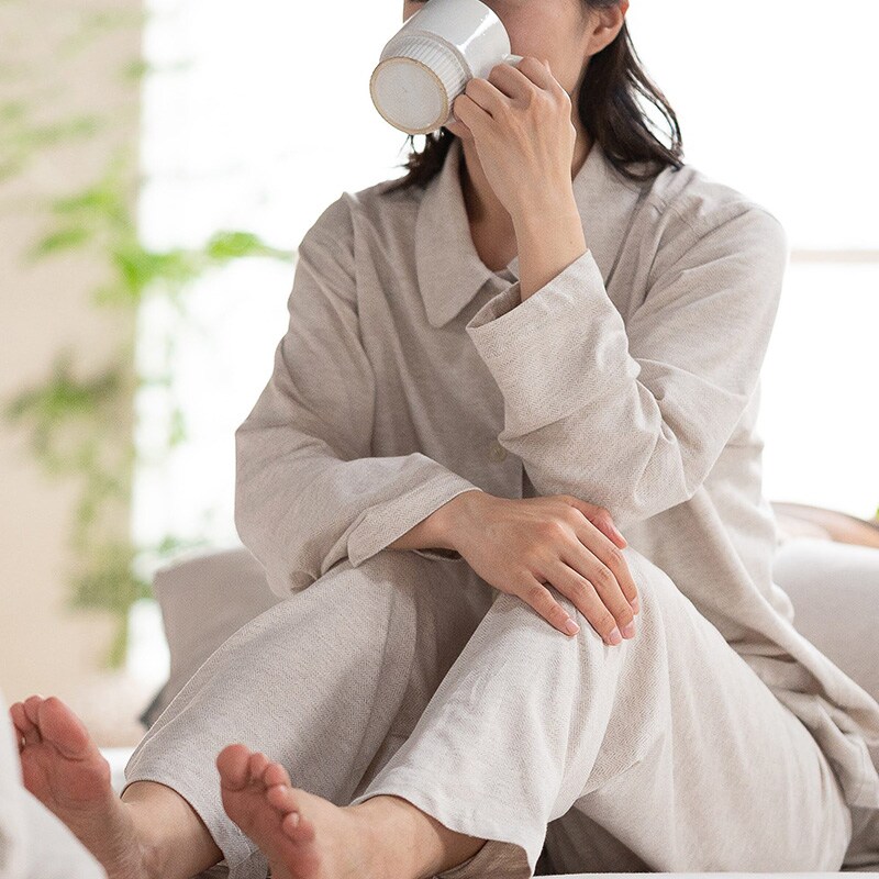 Fab the Home ファブザホーム レディースパジャマ ヘリンボーンニット 