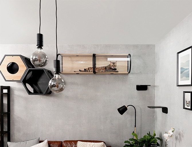 MYZOO マイズー Tunnel 猫用 猫 キャットステップ キャットウォーク クリア 透明 おしゃれ 壁掛け キャットベッド 北欧