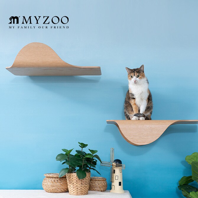MYZOO マイズー Stingray 単品 猫 キャットステップ 木製 おしゃれ キャットウォーク 大型猫 北欧 インテリア 壁付け 棚板
