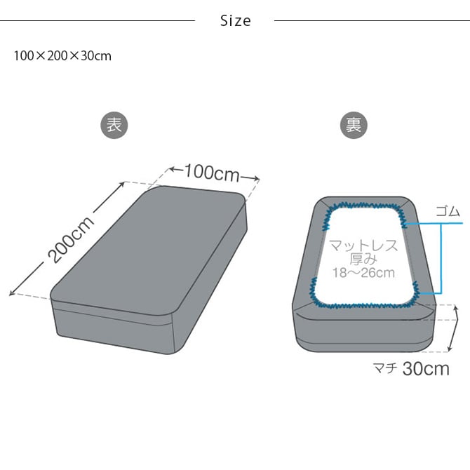 Fab the Home ファブザホーム ボックスシーツ シングル用 ヘリンボーンニット