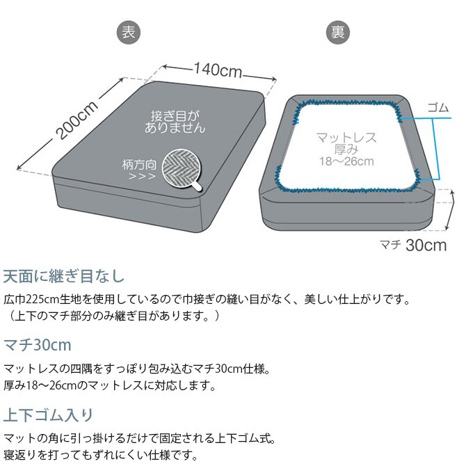 Fab the Home ファブザホーム ボックスシーツ ダブル用 ヘリンボーンニット
