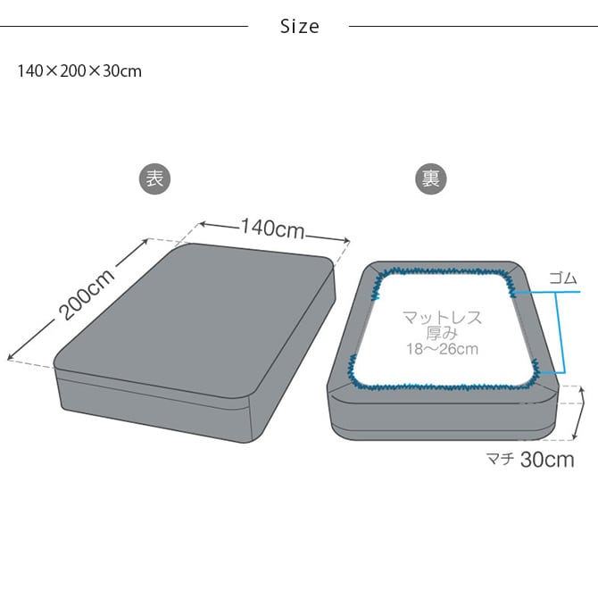 Fab the Home ファブザホーム ボックスシーツ ダブル用 ヘリンボーンニット