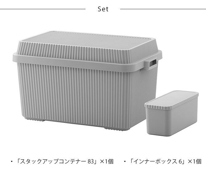 like-it ライクイット スタックアップコンテナー 83 インナーボックスセット  コンテナボックス 大容量 ガレージ 収納 防災 アウトドア キャンプ用品 ガーデニング用品 ストッカー ポリプロピレン  