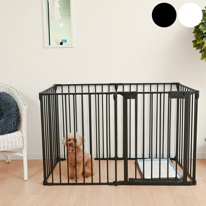 Wanyanya わにゃにゃ スチールペットサークル6枚  犬 ペットサークル ドッグサークル ペット サークル シンプル おしゃれ 白 黒 6枚  