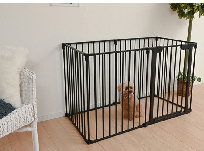 Wanyanya わにゃにゃ スチールペットサークル6枚  犬 ペットサークル ドッグサークル ペット サークル シンプル おしゃれ 白 黒 6枚  