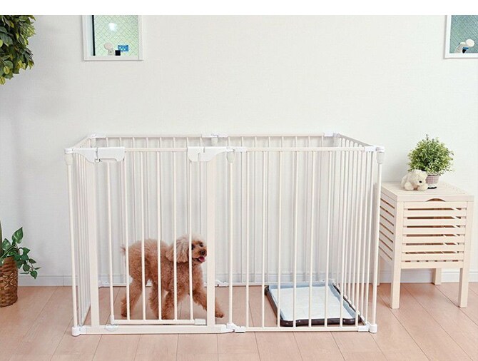 Wanyanya わにゃにゃ スチールペットサークル6枚  犬 ペットサークル ドッグサークル ペット サークル シンプル おしゃれ 白 黒 6枚  