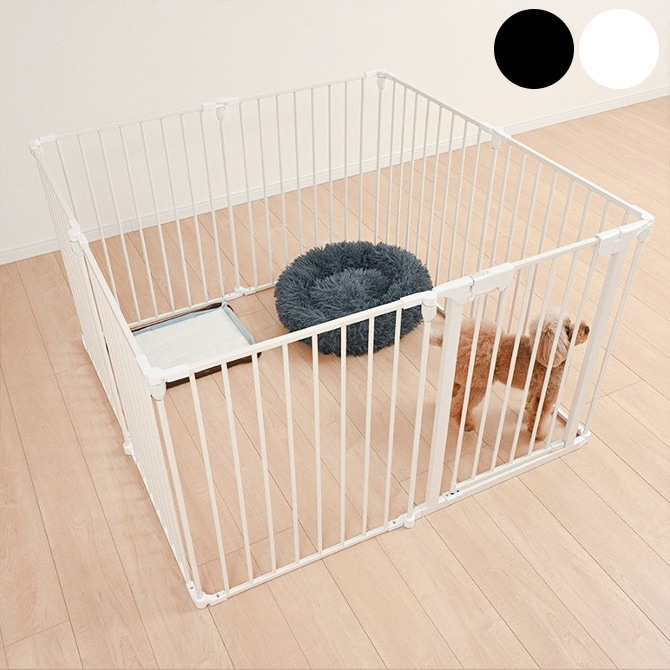 Wanyanya わにゃにゃ スチールペットサークル8枚  犬 ペットサークル ドッグサークル ペット サークル シンプル おしゃれ 白 黒 8枚  