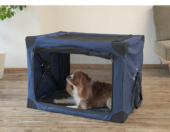 Wanyanya わにゃにゃ ペットクレートMサイズ 犬 クレート ケージ ハウス シンプル おしゃれ グレー ネイビー コンパクト 避難 災害時