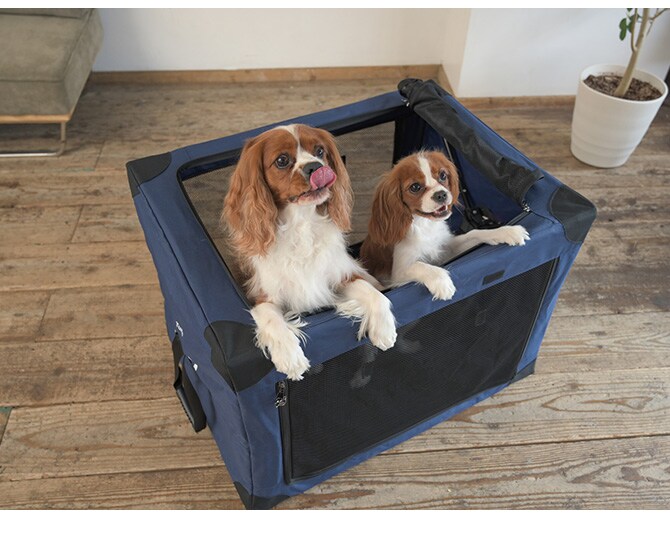 Wanyanya わにゃにゃ ペットクレートMサイズ 犬 クレート ケージ ハウス シンプル おしゃれ グレー ネイビー コンパクト 避難 災害時