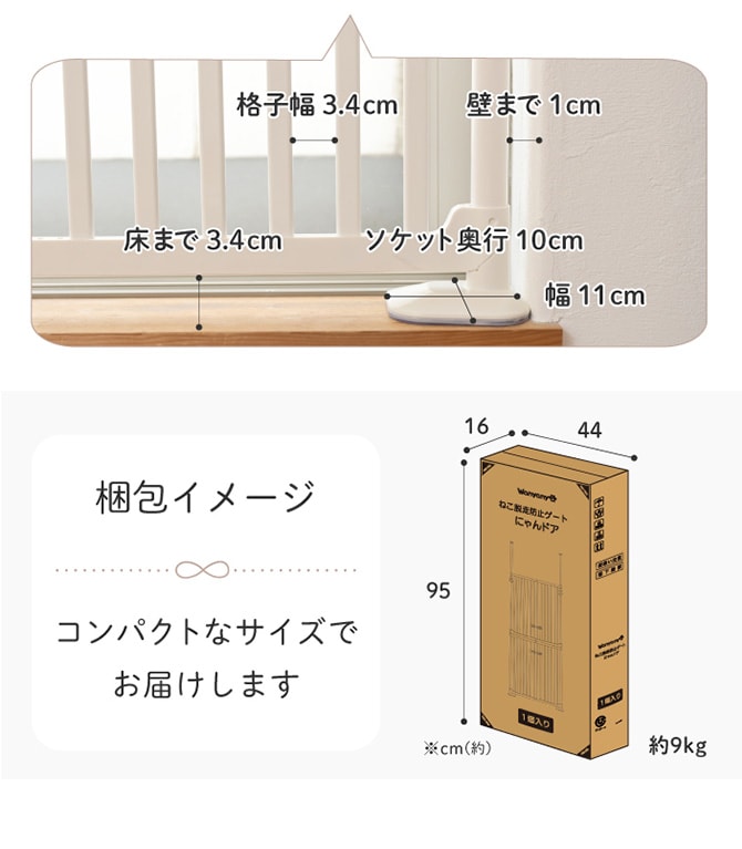 Wanyanya わにゃにゃ 猫脱走防止ゲート にゃんドア 猫 脱走防止 ゲート 扉 突っ張り 両開き 安全 玄関 廊下 窓