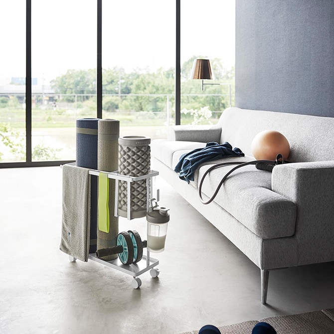 tower タワー キャスター付きフィットネス収納ラック