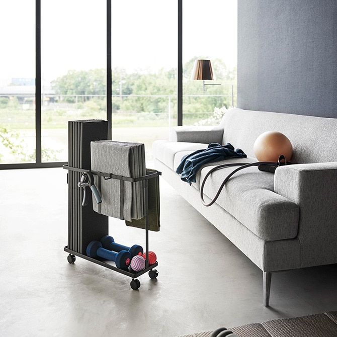 tower タワー キャスター付きフィットネス収納ラック