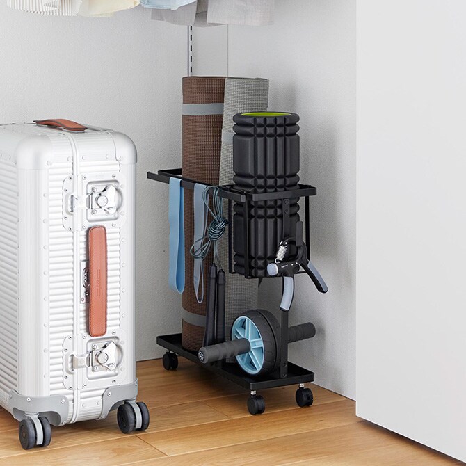 tower タワー キャスター付きフィットネス収納ラック