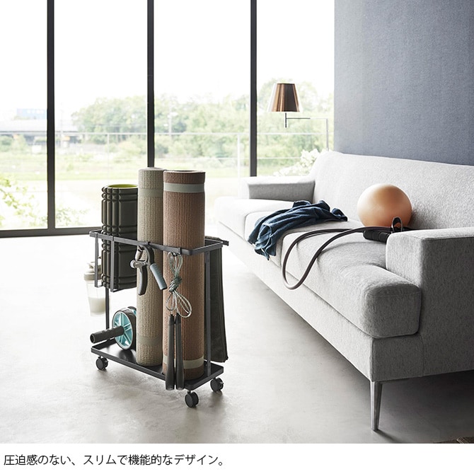tower タワー キャスター付きフィットネス収納ラック