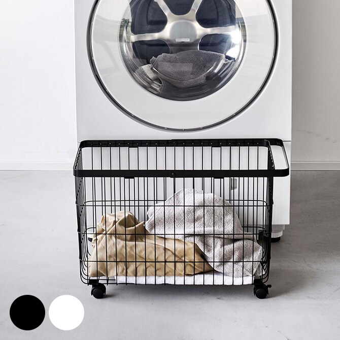 tower タワー ランドリーバスケット キャスター付き ワイド＆ロー 