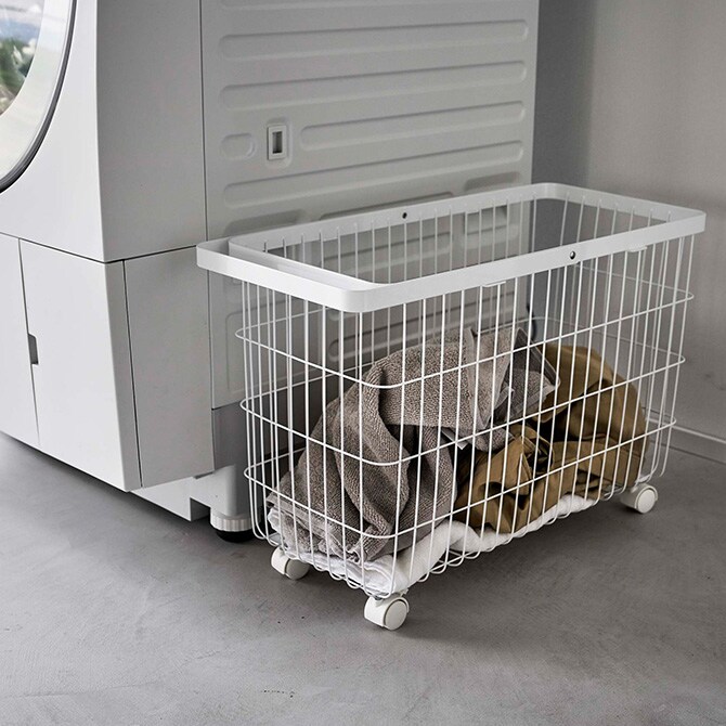 tower タワー ランドリーバスケット キャスター付き ワイド＆ロー 