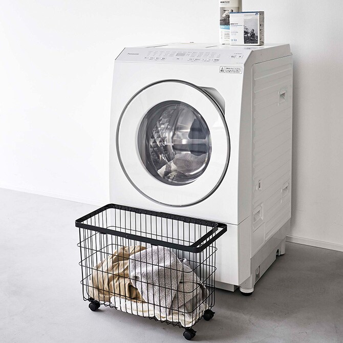 tower タワー ランドリーバスケット キャスター付き ワイド＆ロー 