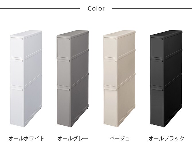 like-it ライクイット スリムストレージ ファイントールストッカー  隙間収納 キッチン収納 チェスト ストッカー 3段 おしゃれ すき間収納 洗面所 ポリプロピレン スリム  