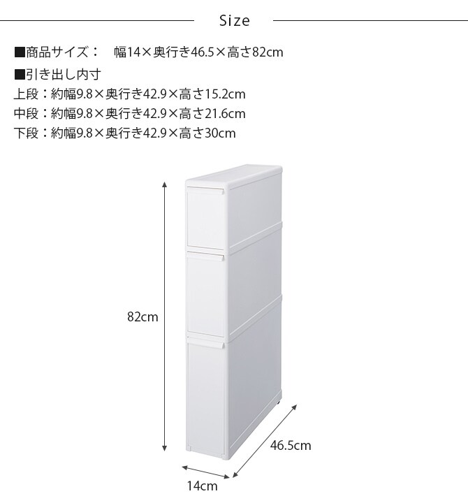 like-it ライクイット スリムストレージ ファイントールストッカー  隙間収納 キッチン収納 チェスト ストッカー 3段 おしゃれ すき間収納 洗面所 ポリプロピレン スリム  