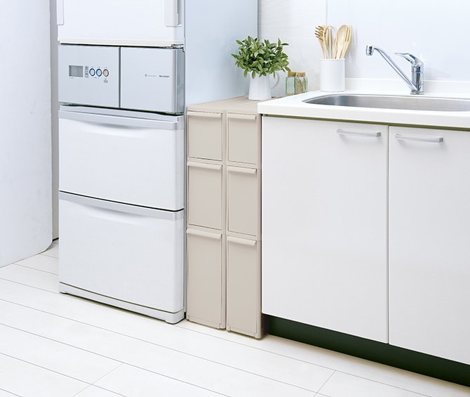 like-it ライクイット スリムストレージ ファイントールストッカー  隙間収納 キッチン収納 チェスト ストッカー 3段 おしゃれ すき間収納 洗面所 ポリプロピレン スリム  