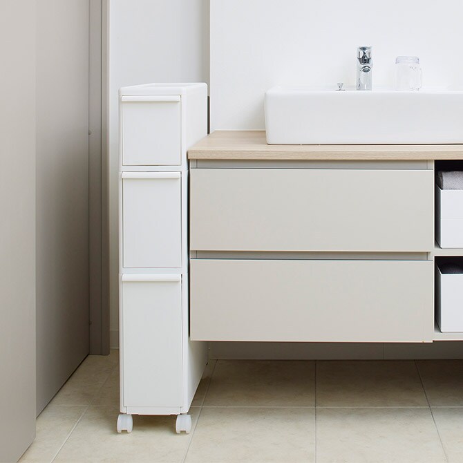 like-it ライクイット スリムストレージ トールストッカー  隙間収納 キッチン収納 チェスト ストッカー 3段 おしゃれ すき間収納 洗面所 ポリプロピレン スリム  