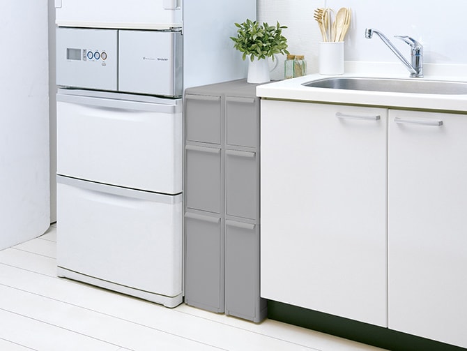 like-it ライクイット スリムストレージ トールストッカー  隙間収納 キッチン収納 チェスト ストッカー 3段 おしゃれ すき間収納 洗面所 ポリプロピレン スリム  